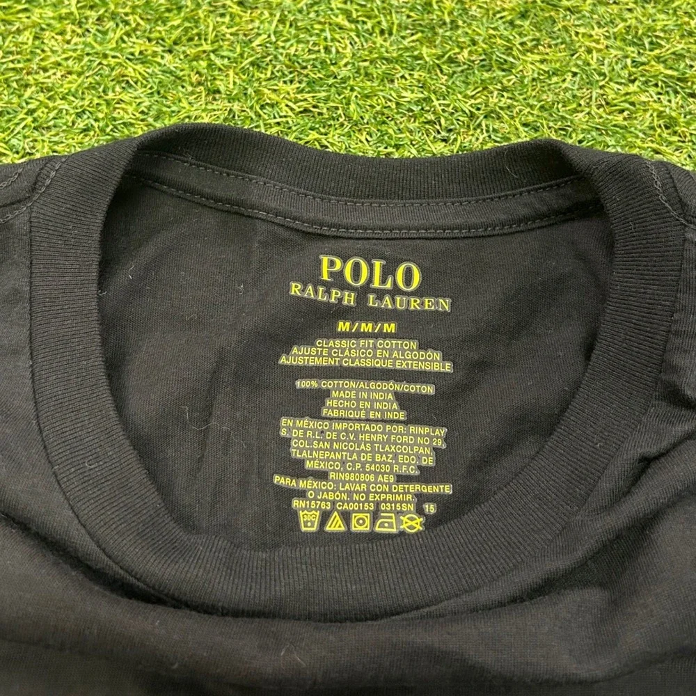 Polo Ralph Lauren Mens Classic Fit Cotton T-Shirt Black Red Pony Logo Size M